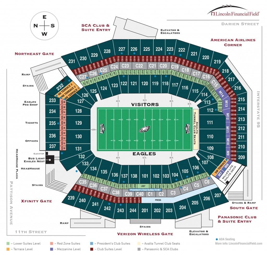 Águilas de filadelfia estadio mapa