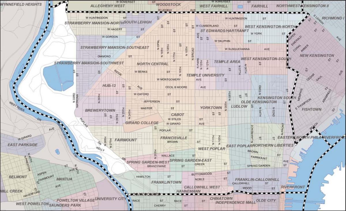 mapa de Filadelfia badlands