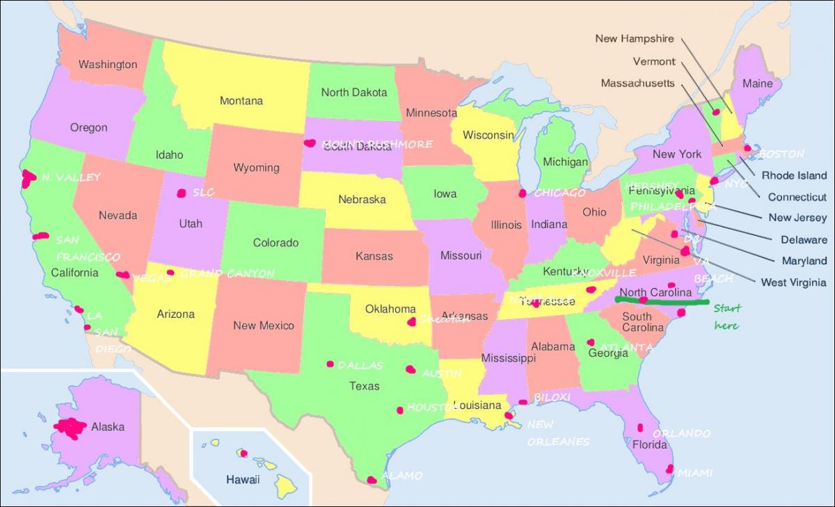 el mapa de estados unidos Filadelfia