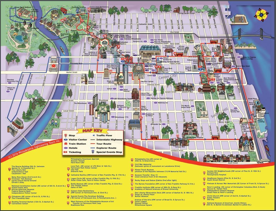 Filadelfia excursiones mapa