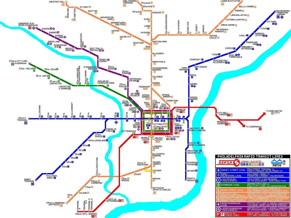 Filadelfia transporte público mapa