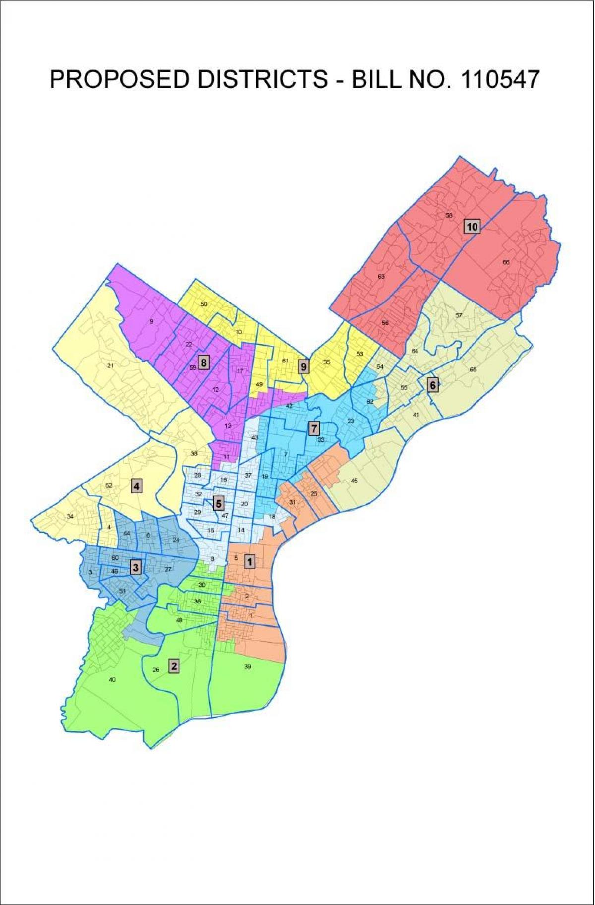 mapa de distritos de Filadelfia