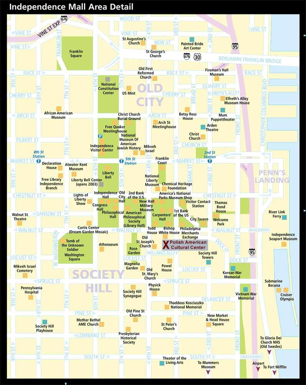 mapa de la histórica ciudad de Filadelfia