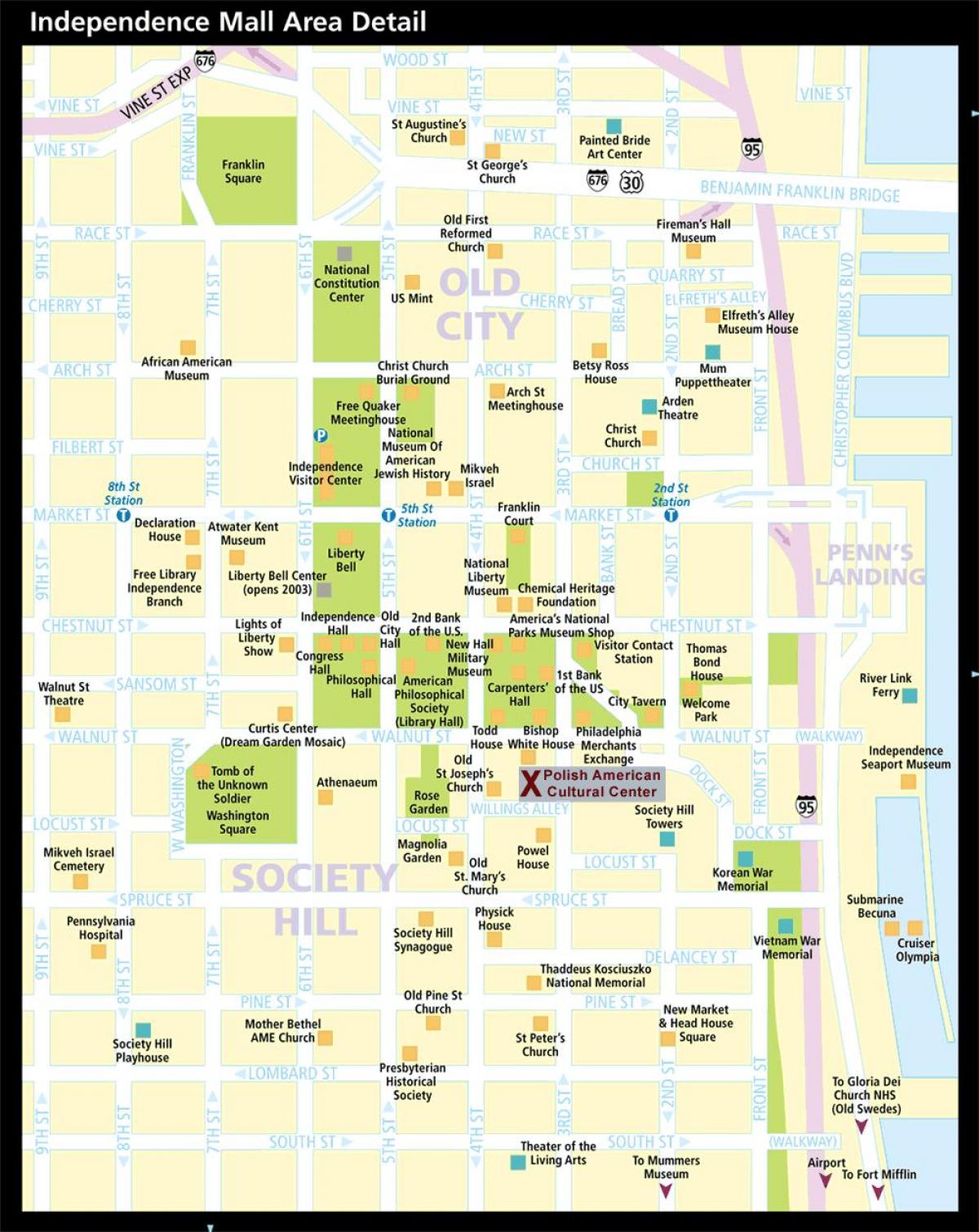 mapa de la histórica ciudad de Filadelfia