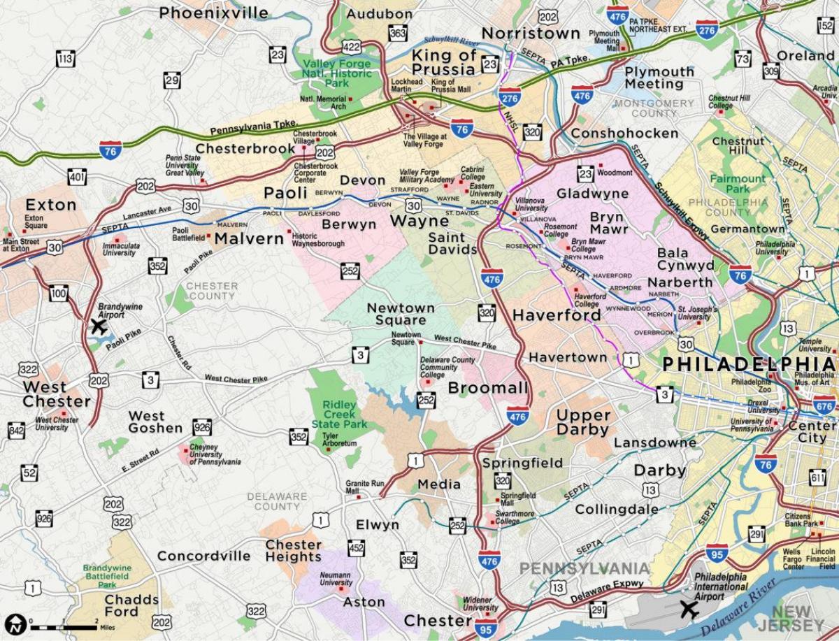 mapa de la línea principal de Filadelfia