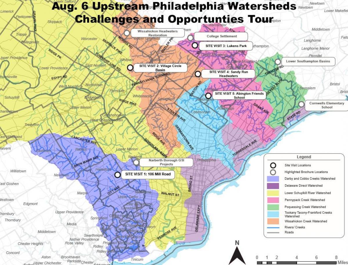 los suburbios de Filadelfia mapa