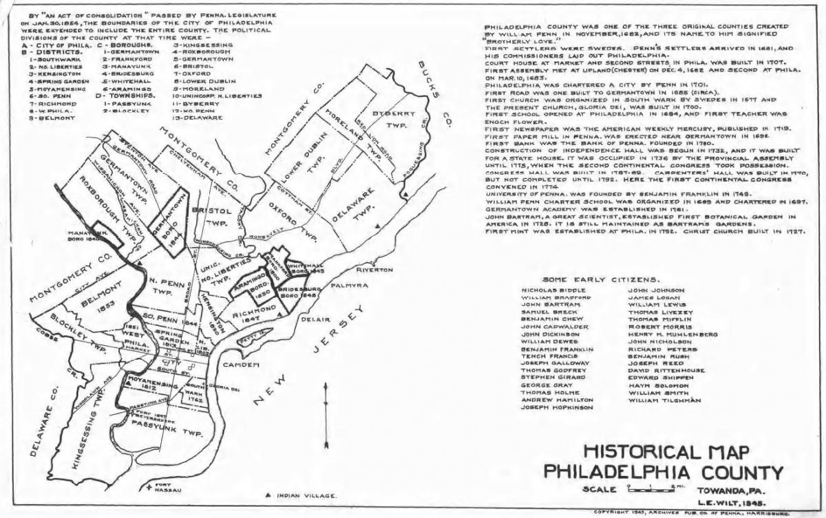 El condado de Philadelphia mapa