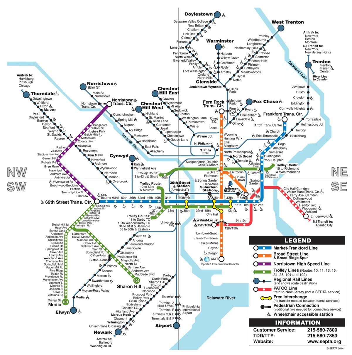 mapa del metro de Filadelfia