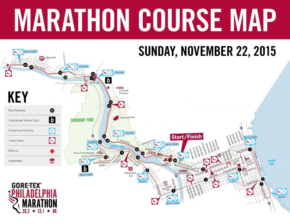Philly maratón mapa