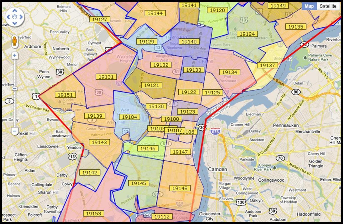 mapa del área metropolitana de Filadelfia