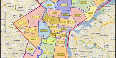 Mapa del área metropolitana de Filadelfia