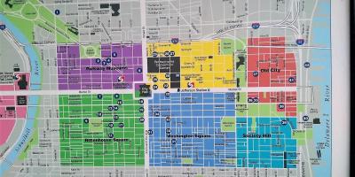 Mapa de centro de la ciudad de Filadelfia