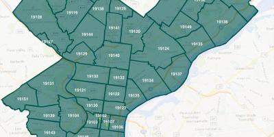 Mapa de Filadelfia barrios y códigos postales